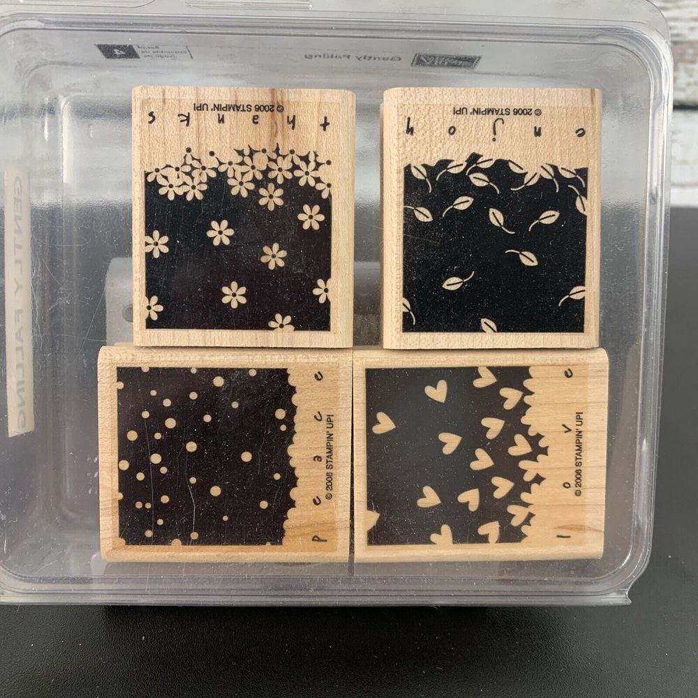 Stampin' Up - Gently‎ Falling 4 Pc Wooden Stamp Set [2006]